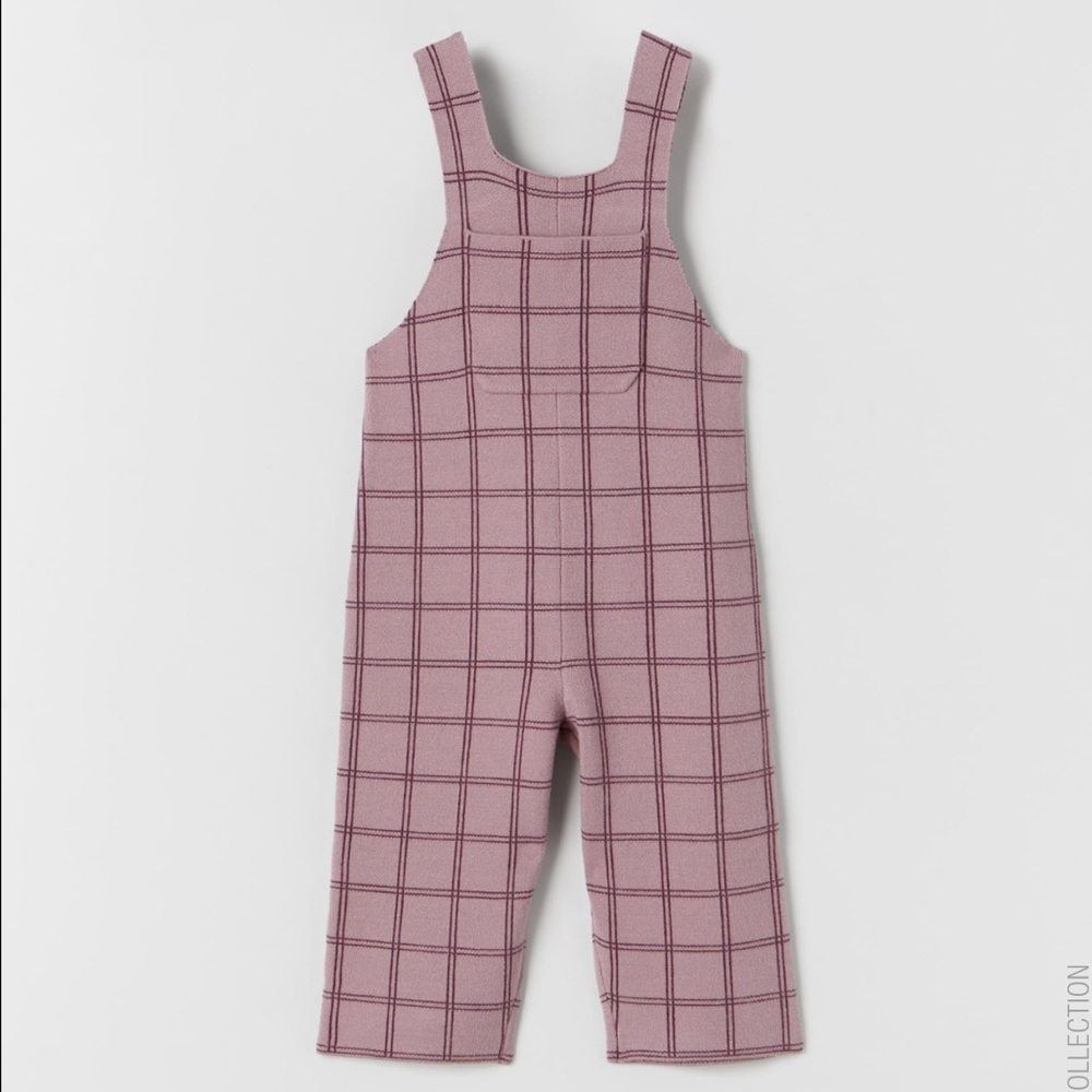 • Zara • Plaid Knit Overalls